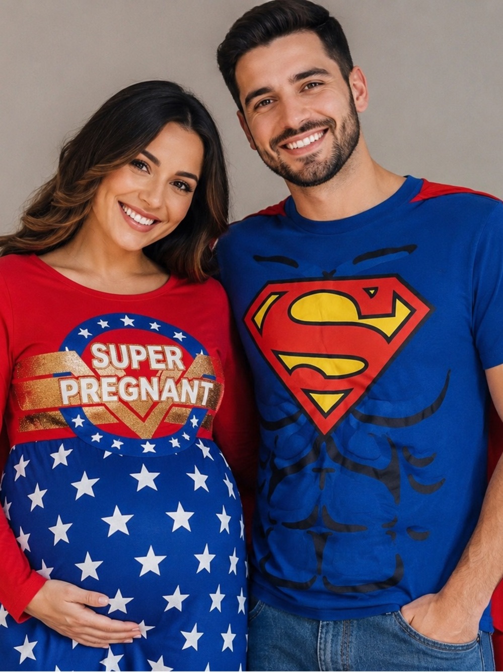 Motherhood DC Comics Superman Super Pregnant Maternity Costume Set Cape Sz M&L